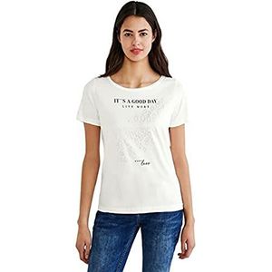 Street One Dames T-shirt met korte mouwen Offwhite 48, gebroken wit