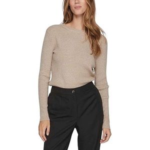 Vila Vicomfy O-hals L/S Knit Top Noos gebreide damestrui, Natuurlijke mix.