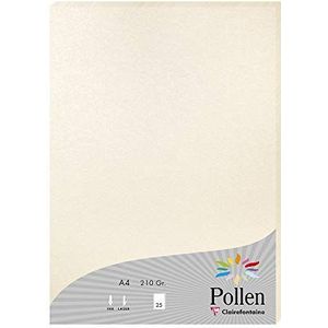 Clairefontaine 24386C – etui met 25 vellen – formaat A4 (21 x 29,7 cm) – 210 g/m² – kleur: ivoorkleurig, uitnodigingspapier, gebeurtenissen en bijbehorende – pollen-serie – premium papier glad