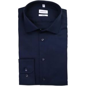 Seidensticker Business overhemd heren slim fit strijkvrij Kent kraag lange mouwen 100% katoen, donkerblauw (19)