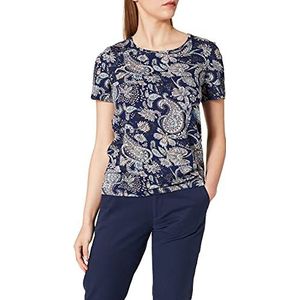 Blue Seven Dames allover print ronde hals T-shirt, Jeansblauw (540)