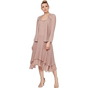 S.L. Fashions Dames chiffon verfraait kasjmier jurk 50, kasjmier.