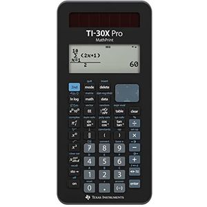 Texas Instruments TI-30X Pro Mathprint schoolrekenmachine met 4-regelig display met hoge resolutie, zonne-werking en batterij, zwart