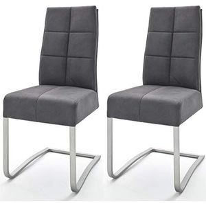 Robas Lund Eetkamerstoelen set van 2 grijs met pocketvering