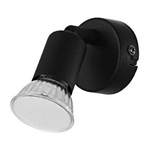 EGLO LED wandlamp Buzz-LED, 1 lichtpunt, wandlamp binnen metaal, woonkamerlamp, hallamp in zwart, LED-spot met GU10-fitting