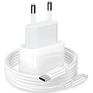 Oplader voor iPhone USB C 20 W met kabel PHONIX Italië - voeding oplader voor iPhone 13 12 11 Pro Max Mini XS XR X 8 SE - PD lader snel opladen + type C/Lightning-kabel