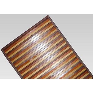 BIANCHERIAWEB Bamboe tapijt, bruin kleurverloop, keukentapijt, 50 x 120 cm, antislip, 100% bamboe, keukenloper, van duurzaam materiaal, neemt geen vlekken op