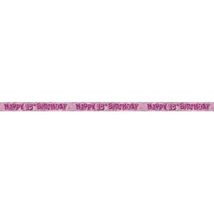 Unique Party Happy 18th Birthday banner met roze glitter, 2,7 m