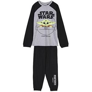 CERDÁ LIFE'S LITTLE MOMENTS The Child Winterpyjama voor jongens, 100% katoen, met T-shirt met lange mouwen en broek - Officiële licentie Star Wars pyjamaset voor jongens, grijs.