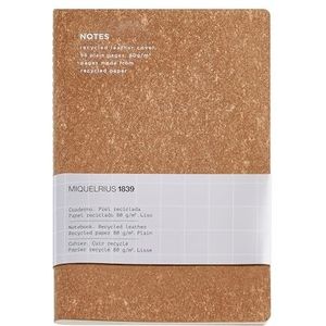 Miquelrius - Zacht notitieboek A5 (140 x 200 mm), gestreepte binnenkant glad, 48 witte vellen 80 g/m², omslag van gerecycled leer, kurkkleur