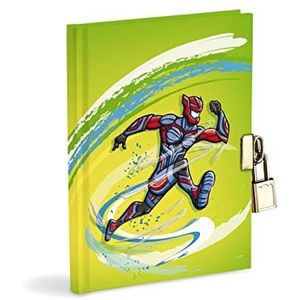 Mareli Geheime agenda 14,5 x 18,5 cm, superheld met metalen slot en 2 sleutels, groen