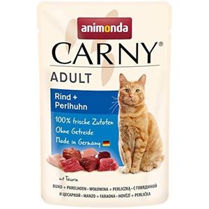 animonda Carny Volwassen kattenvoer, nat voer voor volwassen katten, verse zakken, rundvlees en parelhoen, 12 x 85 g