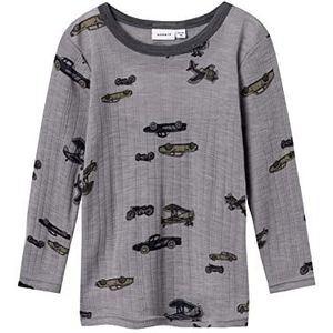 Name It Nmmwang Wool Needle Ls Top Noos XXIII T-Shirts pour garçons, Silver Filigree/Aop:aop, 98