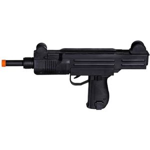 Boland Sammy Gun 00611 kunststof pistool zwart met geluid 38 cm lang, carnaval, Halloween, themafeest, verjaardag, huis, zilver, gangster, soldaat, SWAT