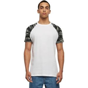 Urban Classics - Raglan Contrast Heren T-shirt Wit Groen