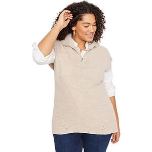 Trendyol Trendyol Gebreide damestrui met opstaande kraag, losse pasvorm, grote maat, blazer voor dames (1 stuk), Beige