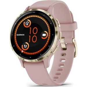 Garmin Venu 3S (41 mm), AMOLED GPS klein formaat, geavanceerde gezondheids- en fitnessfuncties, spraakfunctie, muziekopslag, batterijduur tot 10 dagen, poederroze, Poeder roze, riem