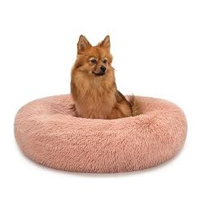 lionto Rond hondenbed, kussen, kattenmand, donut, (L) 60 cm Ø roze