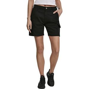 Urban Classics Cargoshorts voor dames, korte broek met hoge taille, zwart.
