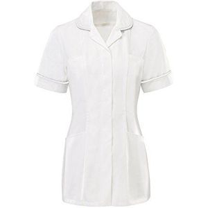 Alexandra AL-HP369WWH-144 Serie AL-HP369W dames tuniek shirt effen paspel borst 144 cm, maat 34 wit