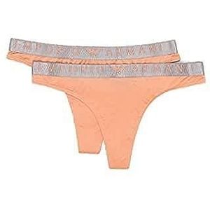 Emporio Armani Iconic Thongs van microvezel voor dames, panty's (2 stuks), Papaja