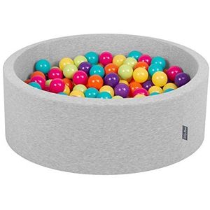 KiddyMoon 90 x 30 cm/300 ballen diameter 7 cm ballenbad voor baby's, rond, gemaakt in de EU, grijs Cl.: groen Cl / geel / turquoise / oranje / donkerrood /paars