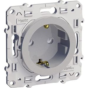 Odace, stopcontact 2P + T aluminium, Duitse standaard, schroefverbinding
