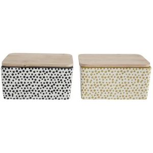 Bloomingville Gatherings Keramische botervloot 13 x 7 x 9 cm (L/H/l) geel/zwart