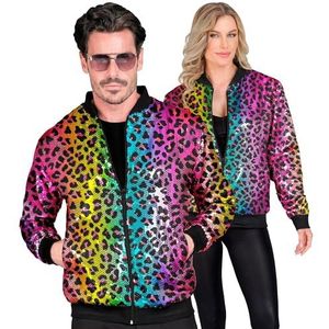 Widmann - Veste bomber de fête, motif léopard, veste à paillettes, gilet, tenue de fête, disco, imprimé animal