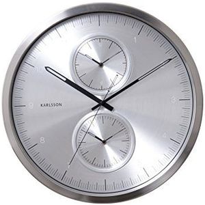 Karlsson KA5508SI horloge, verchroomd, bruin, metaal, zilverkleurig, 50 x 50 x 6 cm