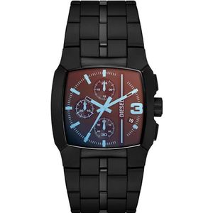 Diesel Cliffhanger horloge voor heren, chronograaf uurwerk met siliconen, roestvrij staal van lederen band, Zwart spectrum