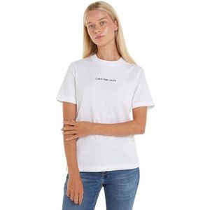 Calvin Klein Jeans Institutioneel recht T-shirt S/S gebreide tops voor dames, Briljant wit