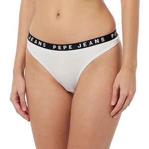 Pepe Jeans String met logo ondergoed in bikini-stijl, dames, wit, S, Wit.