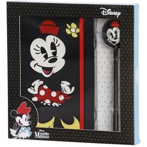 Minnie Mouse Face-cadeauset met dagboek en balpen, mode, zwart, 22,4 x 23,2 cm