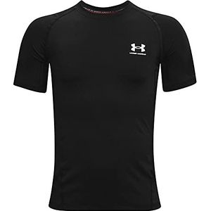 Under Armour HeatGear T-shirt voor jongens, korte mouwen, zwart/wit (001)