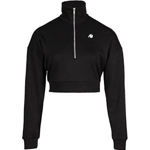 Gorilla Wear - Ocala cropped sweatshirt met halve rits - zwart - bodybuilding sport dagelijks gebruik vrije tijd met lichte en comfortabele logoprint voor optimale beweging van polyester katoen., zwart.