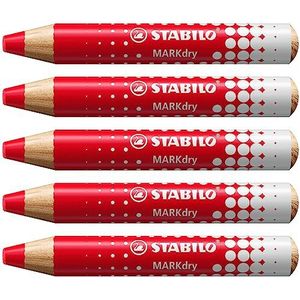 STABILO Markdry Whiteboard- en papieren markeerstiften, rood, 5 stuks