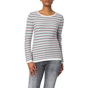 TOM TAILOR 1016350 dames Gebreide trui van biologisch katoen (1-Pack), 26249 - Peach Multicolor Stripe, L