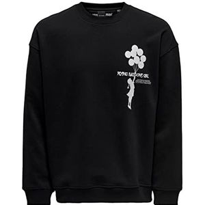 ONLY & SONS Onsbanksy RLX Sweatshirt voor heren, ronde hals, zwart, S, zwart.