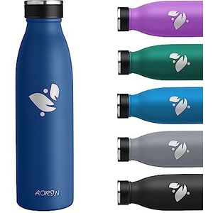 AORIN Thermosfles 350 ml / 500 ml / 750 ml thermosfles BPA-vrij 18/8 roestvrij staal, dubbelwandige fles met kleine mond, thermosfles voor school, sport, fiets, camping, gym