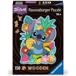 Ravensburger WOODEN Puzzel 12000758 - Disney Stitch - 150 stukjes puzzel met stabilen, individuele puzzelstukjes en 15 kleine houten figuren = witsies, voor volwassenen en kinderen vanaf 10 jaar