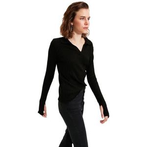 Trendyol Effen trui met polokraag trainingspak, zwart, L dames, zwart, L, zwart.