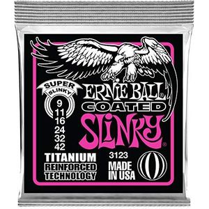 Ernie Ball Super Slinky titanium gecoate RPS snaren voor elektrische gitaar, dikte 9-42