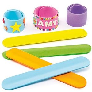 Baker Ross AF375 Schuimrubberen armbanden om vast te klikken, voor kinderen, speelgoed, voor feestjes, geschenken of prijzen, verschillende kleuren, 8 stuks