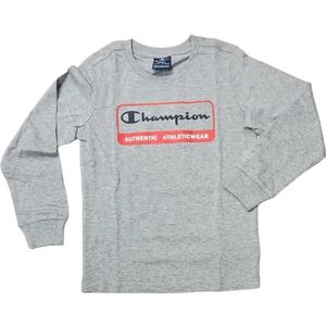Champion Legacy Graphic Shop B - L-s Crewneck T-shirt met lange mouwen voor jongens, Lichtgrijs gemêleerd