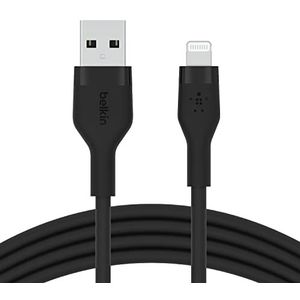 Belkin BoostCharge Flex USB-A naar Lightning-kabel, siliconen, 1 m, MFi-gecertificeerd, voor iPhone 13, 12, 11, Pro, Max, Mini, SE, iPad enz. (zwart)