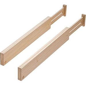 iDesign EcoWood 2 stuks paulownia-houten lade-organizer voor keuken, bestek en gebruiksvoorwerpen, beige