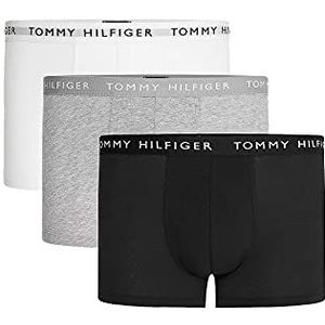 Tommy Hilfiger Heren 3 stuks Trunks, meerkleurig, wit/grijs gemêleerd/wit/zwart