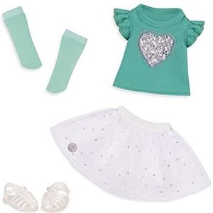 Glitter Girls by Battat Glittery Top and Skirt Regular Outfit Sparkling Outfit met Glitter Topstijl, Rok, Fonkelende Sokken en Sandalen-voor kinderen vanaf 3 jaar, GG50101Z, 35,5 cm