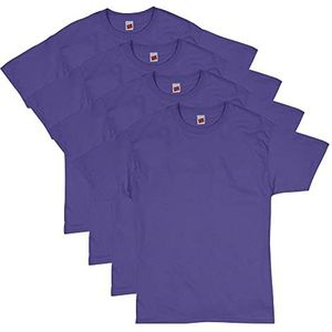 Hanes Heren T-shirt, Essential-T Cotton T-shirt, 4-pack, Hanes-Our Best Short Sleeve Tee, Super Soft Katoen, Multipack, Paars, S, Paars.